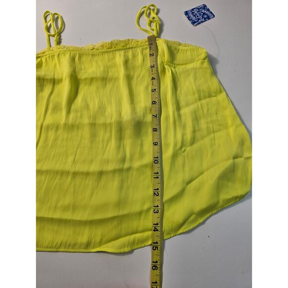 NWT $48 Free People S Beyond Me Cami Electric Lemon Small Top Yellow neon flowy - Picture 6 of 7
